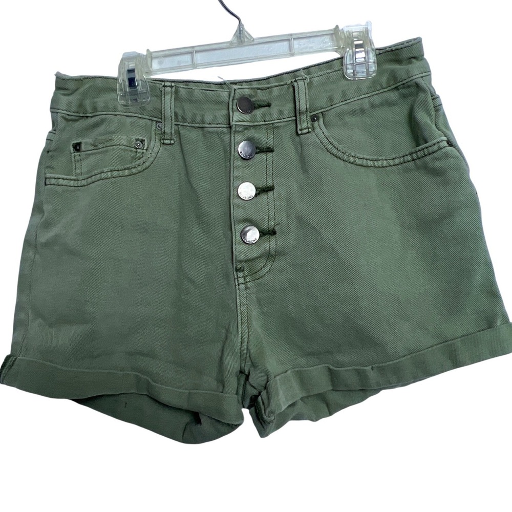 Billabong Olive Green Button Fly Denim Shorts Womens 29 Cuffed leg  Beach Summer